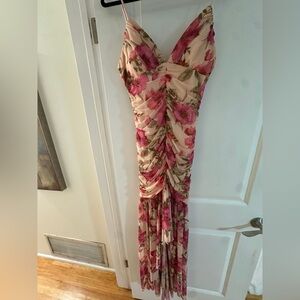 Floral Pink and Cream Maxi Dress
